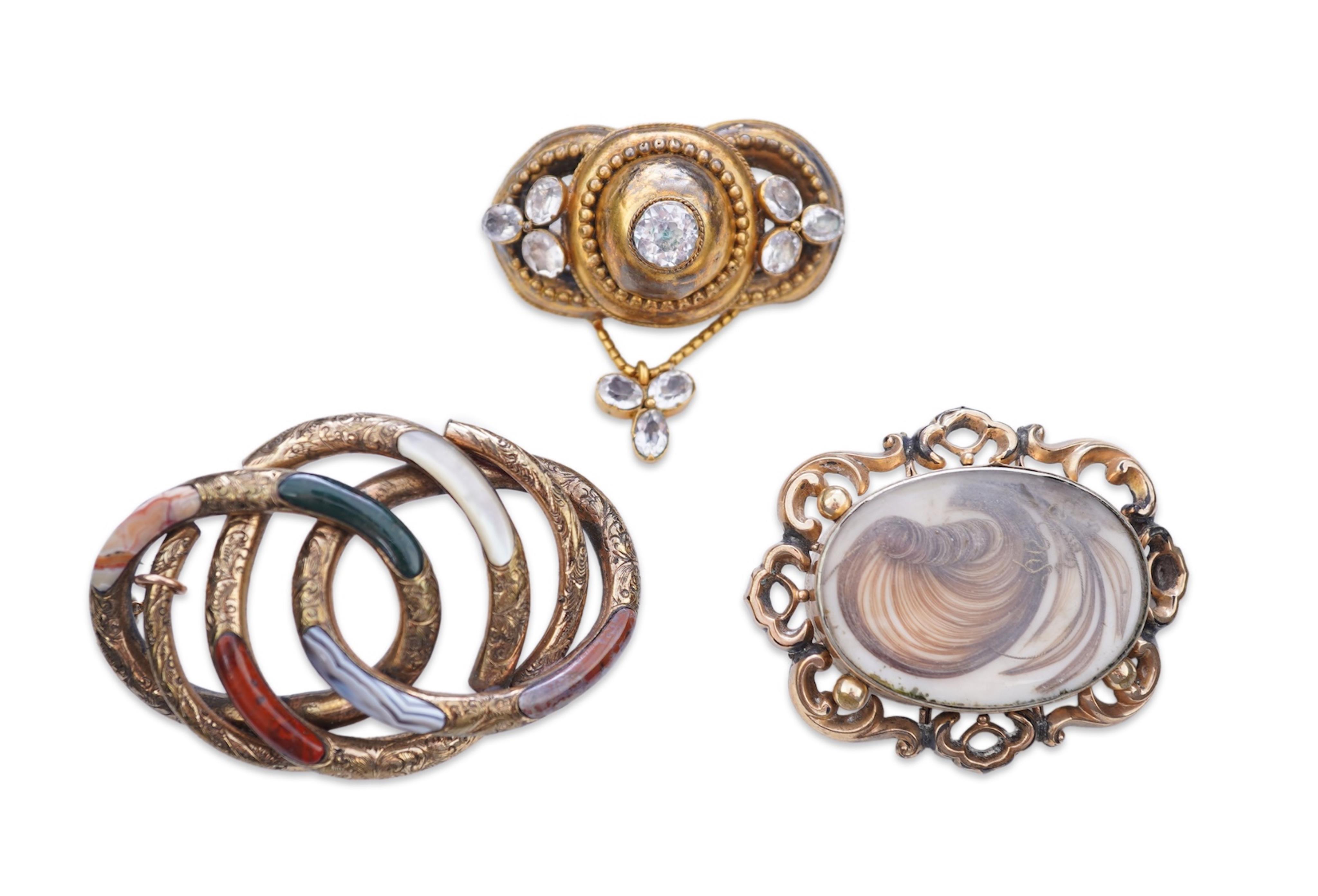 Three Victorian brooches, 19th century